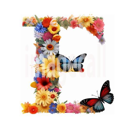 E Clipart Floral Alphabet300dpi