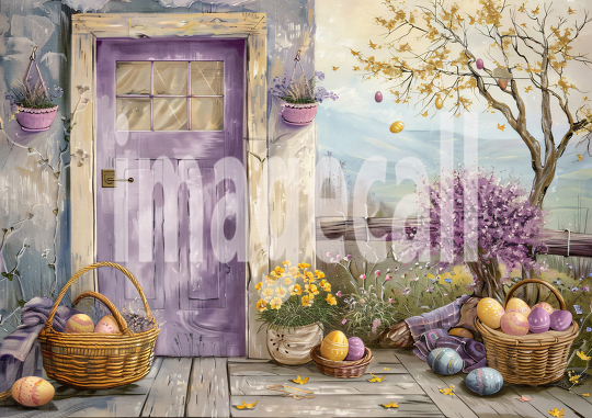 ES0002 - Pastel Purple Easter Floral Door (1)