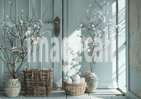 ES0003 - Pastel Blue Easter Floral Door (1)