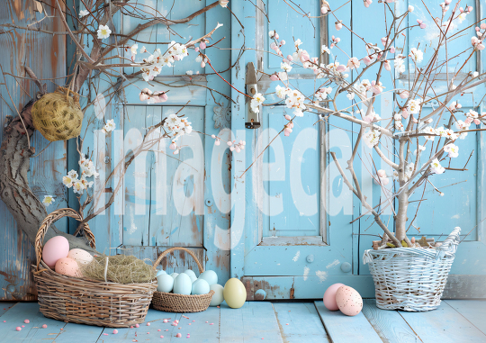ES0003 - Pastel Blue Easter Floral Door (14)
