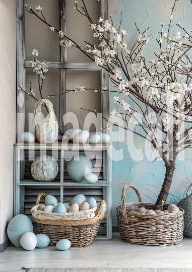 ES0003 - Pastel Blue Easter Floral Door (17)