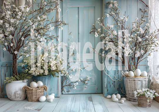 ES0003 - Pastel Blue Easter Floral Door (18)