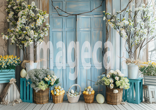 ES0003 - Pastel Blue Easter Floral Door (19)
