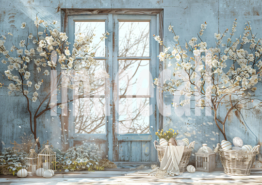 ES0003 - Pastel Blue Easter Floral Door (2)