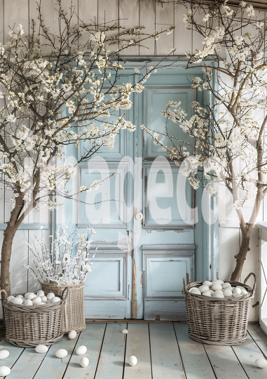 ES0003 - Pastel Blue Easter Floral Door (23)
