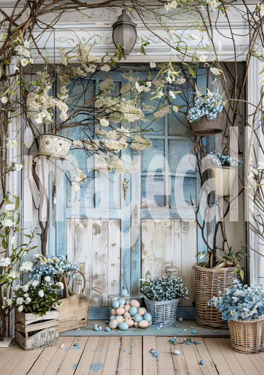 ES0003 - Pastel Blue Easter Floral Door (3)