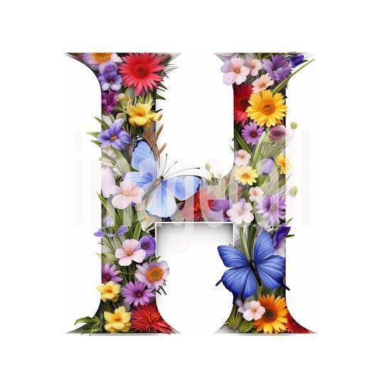 H Clipart Floral Alphabet300dpi