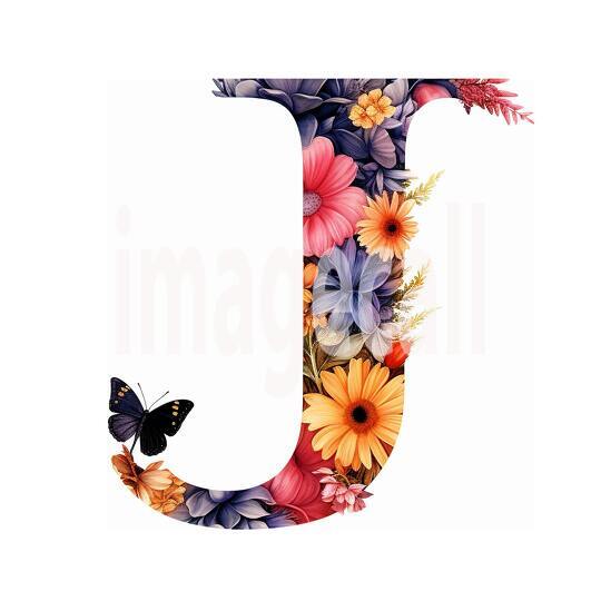 J Clipart Floral Alphabet300dpi