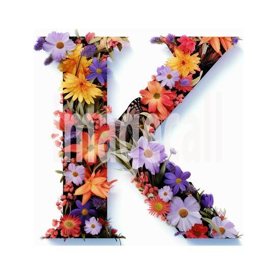 K Clipart Floral Alphabet300dpi