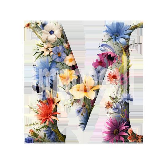 M Clipart Floral Alphabet300dpi