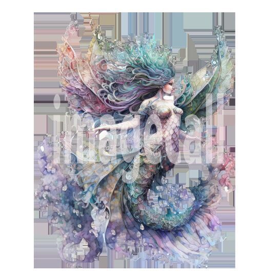 Mermaid Watercolor Clipart (13)300dpi