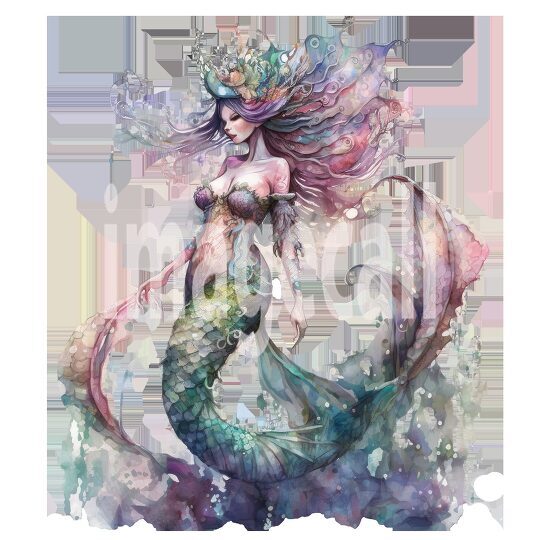 Mermaid Watercolor Clipart (15)300dpi