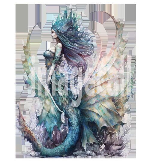 Mermaid Watercolor Clipart (16)300dpi