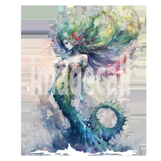 Mermaid Watercolor Clipart (3)300dpi