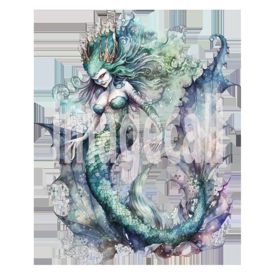 Mermaid Watercolor Clipart (5)300dpi