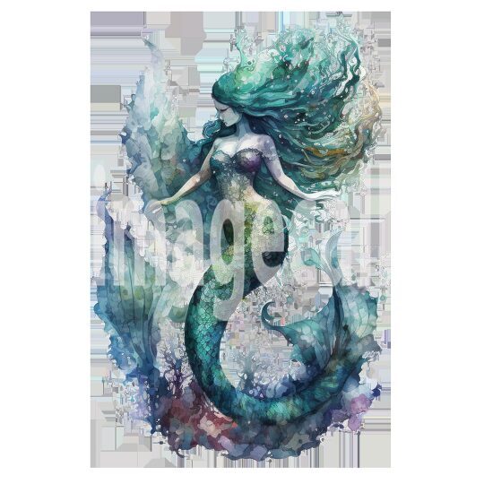 Mermaid Watercolor Clipart (6)300dpi