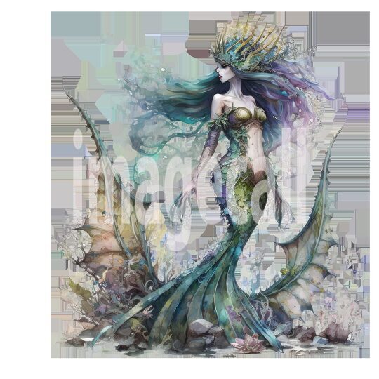 Mermaid Watercolor Clipart (8)300dpi