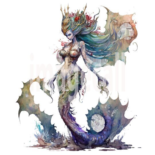 Mermaid Watercolor Clipart (9)300dpi