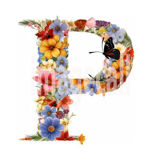 P Clipart Floral Alphabet300dpi