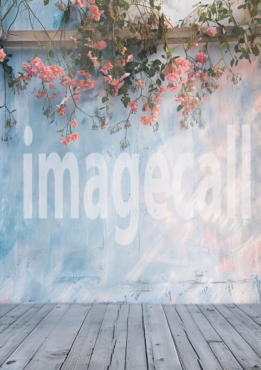 Pastel Blue Pink Floral Wall (1)