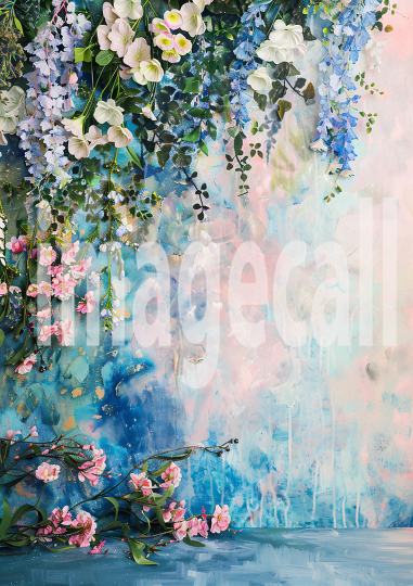 Pastel Blue Pink Floral Wall (12)