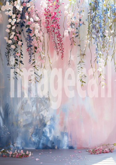 Pastel Blue Pink Floral Wall (13)