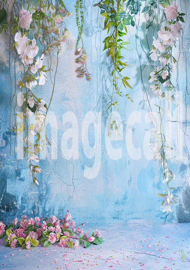 Pastel Blue Pink Floral Wall (14)
