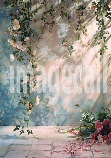 Pastel Blue Pink Floral Wall (15)