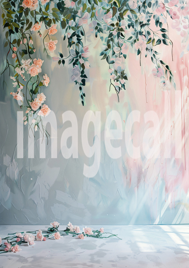 Pastel Blue Pink Floral Wall (16)