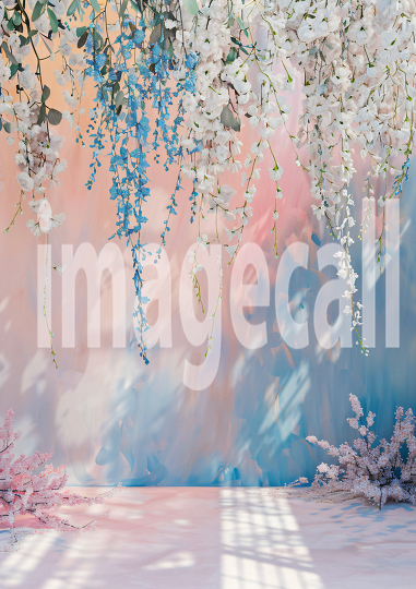 Pastel Blue Pink Floral Wall (17)