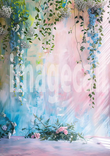 Pastel Blue Pink Floral Wall (18)