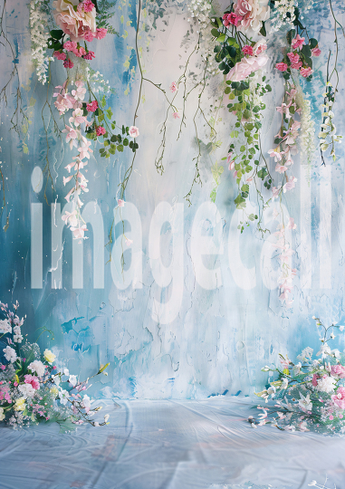 Pastel Blue Pink Floral Wall (19)