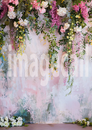 Pastel Blue Pink Floral Wall (2)