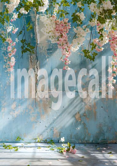 Pastel Blue Pink Floral Wall (3)