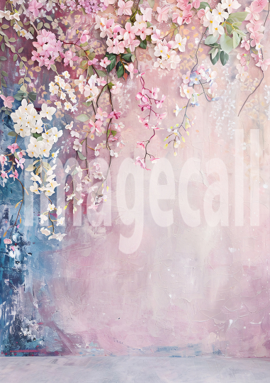 Pastel Blue Pink Floral Wall (4)