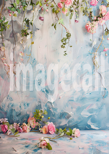 Pastel Blue Pink Floral Wall (5)