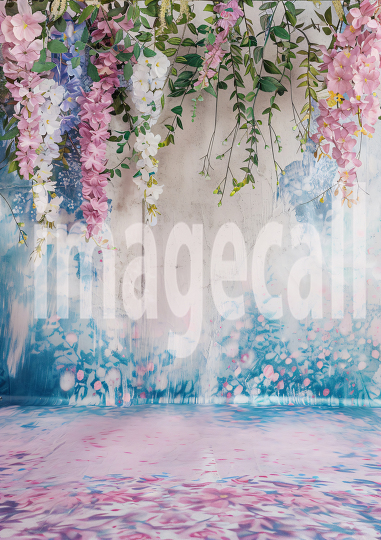 Pastel Blue Pink Floral Wall (7)
