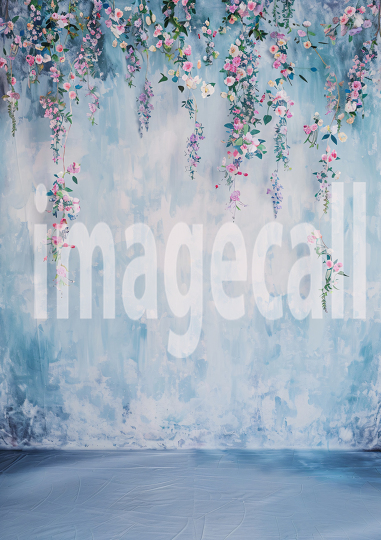 Pastel Blue Pink Floral Wall (8)