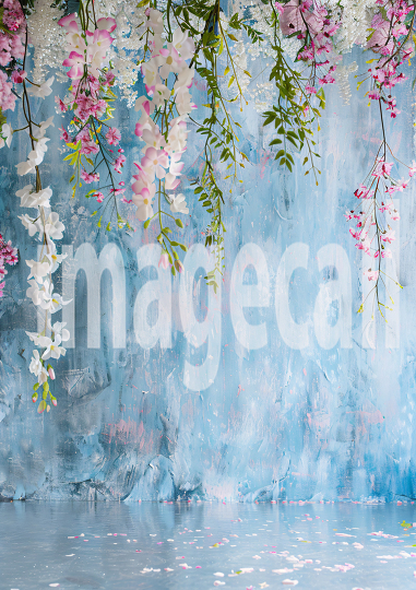 Pastel Blue Pink Floral Wall (9)