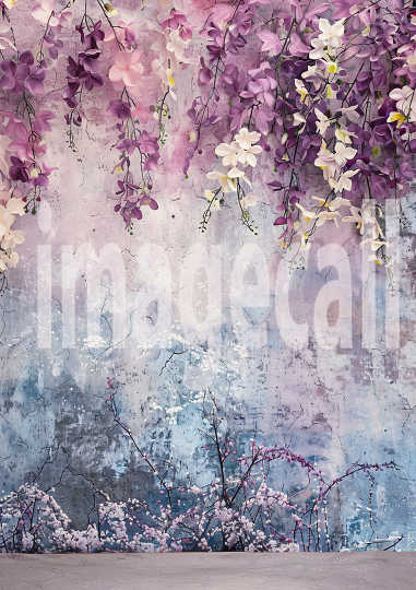 Pastel Blue Purple Floral Wall (1)