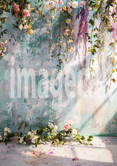 Pastel Blue Purple Floral Wall (11)