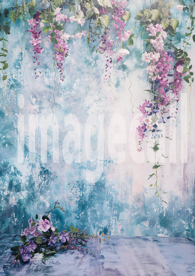 Pastel Blue Purple Floral Wall (13)