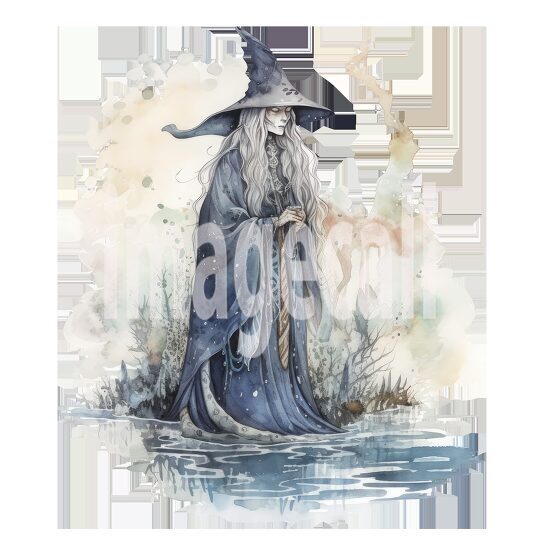 River Witch Watercolor Clipart (10)300dpi