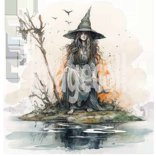 River Witch Watercolor Clipart (12)300dpi
