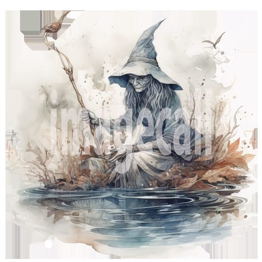 River Witch Watercolor Clipart (2)300dpi