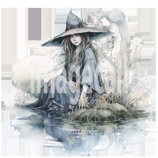 River Witch Watercolor Clipart (8)300dpi
