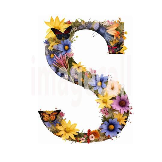 S Clipart Floral Alphabet300dpi