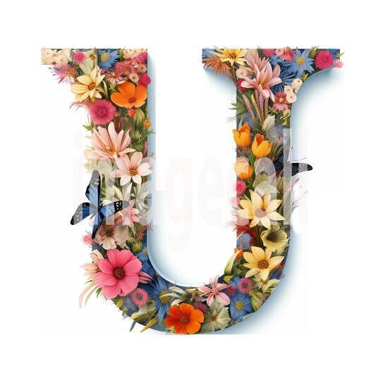 U Clipart Floral Alphabet300dpi