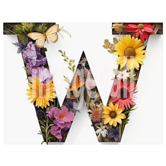 W Clipart Floral Alphabet300dpi